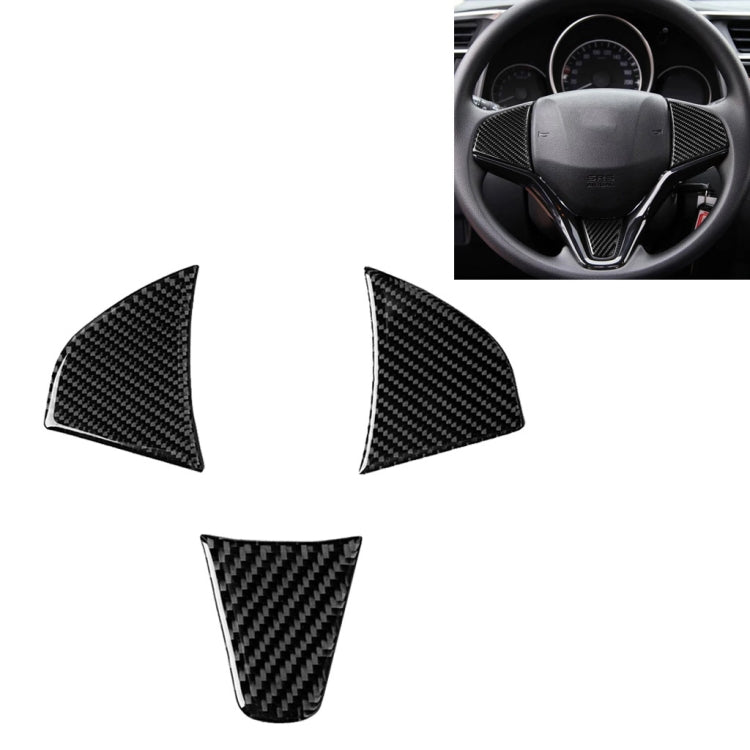 3 in 1 Car Carbon Fiber Steering Wheel Button Decorative Sticker for Honda Fit, Left and Right Drive Universal, For Honda Fit(A)