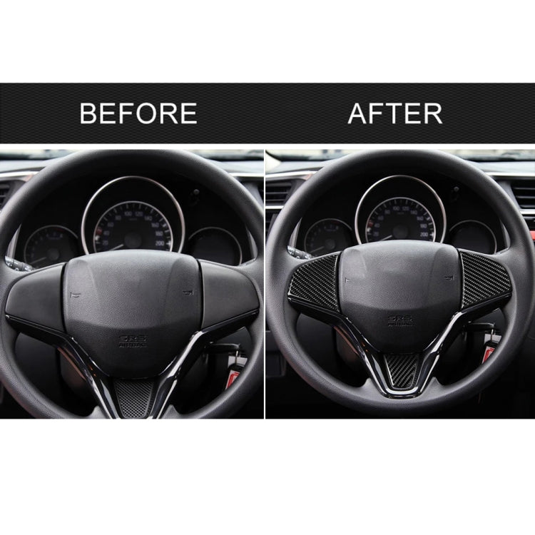 3 in 1 Car Carbon Fiber Steering Wheel Button Decorative Sticker for Honda Fit, Left and Right Drive Universal, For Honda Fit(A)
