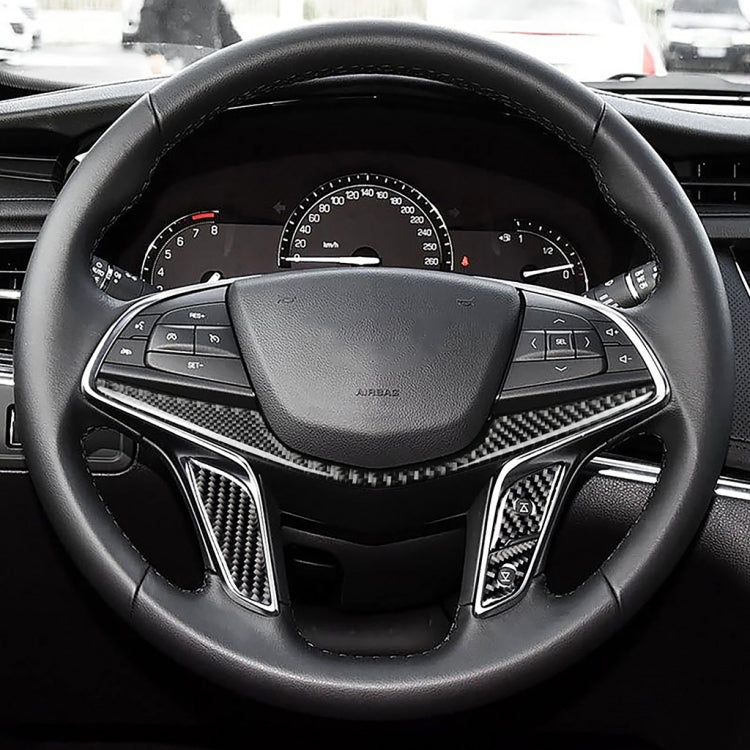 4 in 1 Car Carbon Fiber Steering Wheel Button Decorative Sticker for Cadillac xt5 2016-2017, Left and Right Drive Universal, For Cadillac xt5 2016-2017