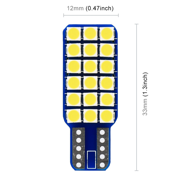 2 PCS T10 / W5W / 168 DC12V 1.8W 6000K 140LM 18LEDs SMD-3030 Car Reading Lamp Clearance Light, with Decoder, 18LEDs SMD-3030