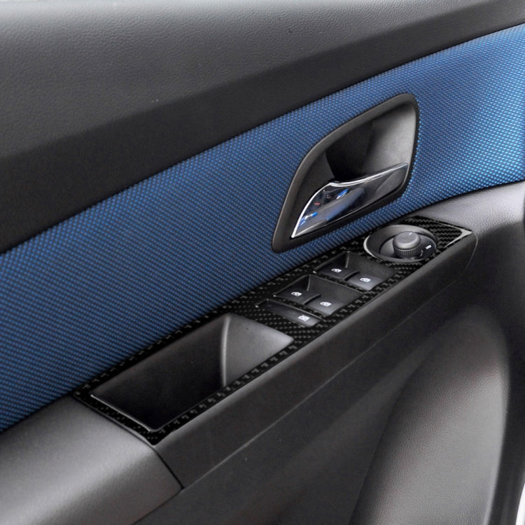 Car Carbon Fiber Window Lift Switch Panel Decorative Sticker for Chevrolet Cruze 2009-2015, Left Drive, Window Lift Switch