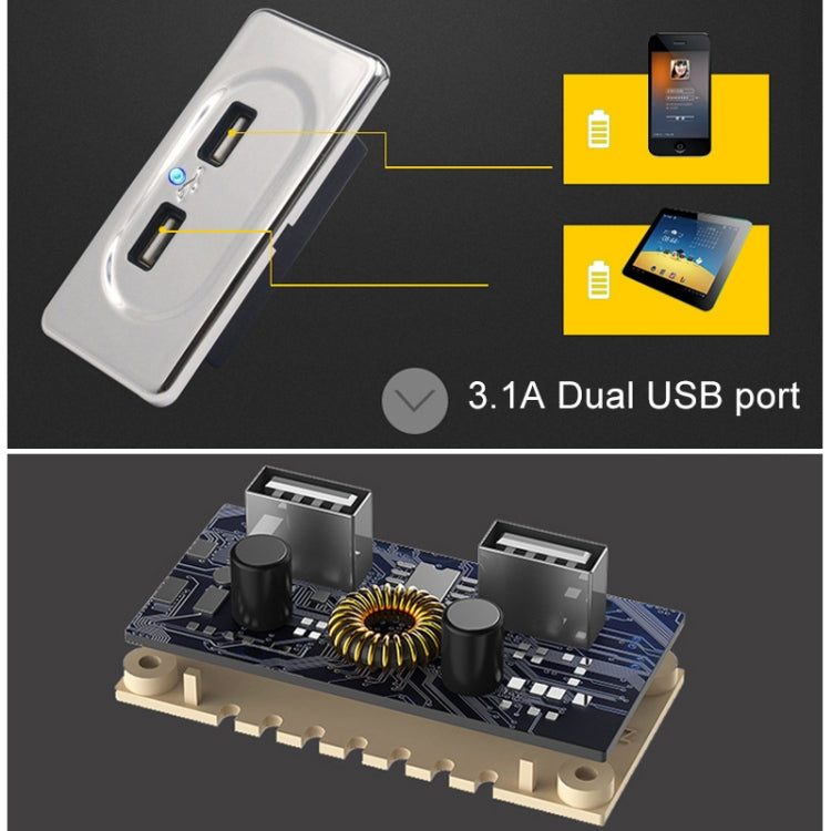 3.1A Short Cable RV Bus Modified Car Charger Dual USB Charger, 3.1A