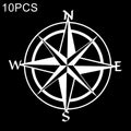 10 PCS Car Compass Pattern Random Decorative Sticker White, White