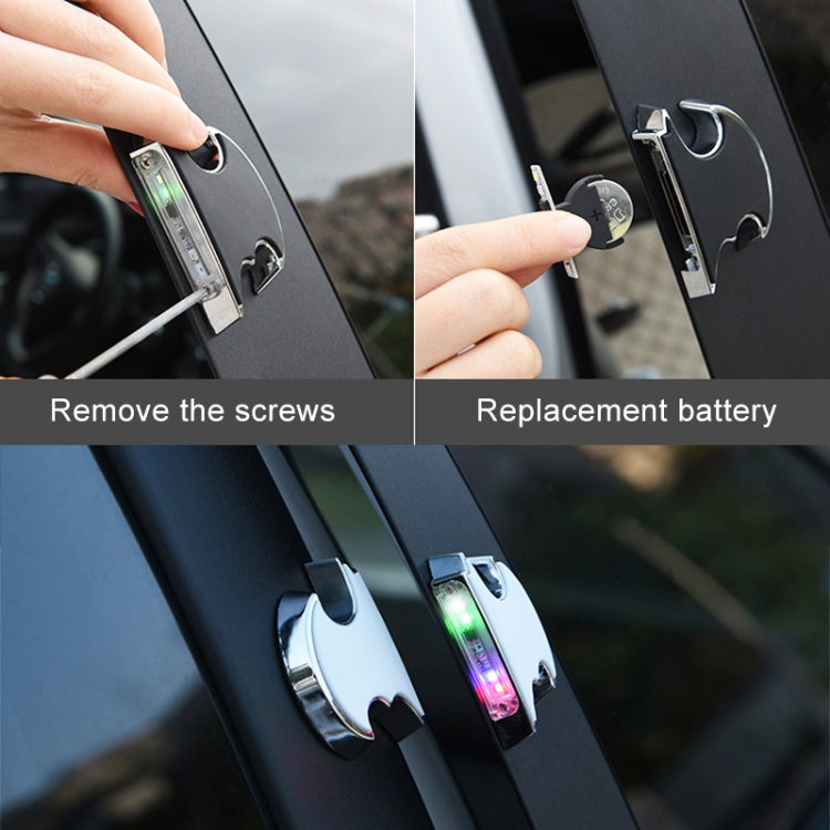 2 PCS Car LED Door Warning Lights Anti-collision Door Opening Lamp Flashing Lights, Door Warning Lights (Silver)