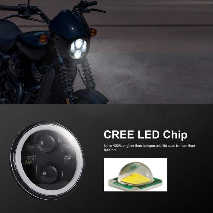 EagleVision DC9-30V 35W 6000K 4000LM 5.75 inch Round Motorcycle LED Headlight with Angel Eye for Harley-Davidson, 5.75 inch with Angel Eye
