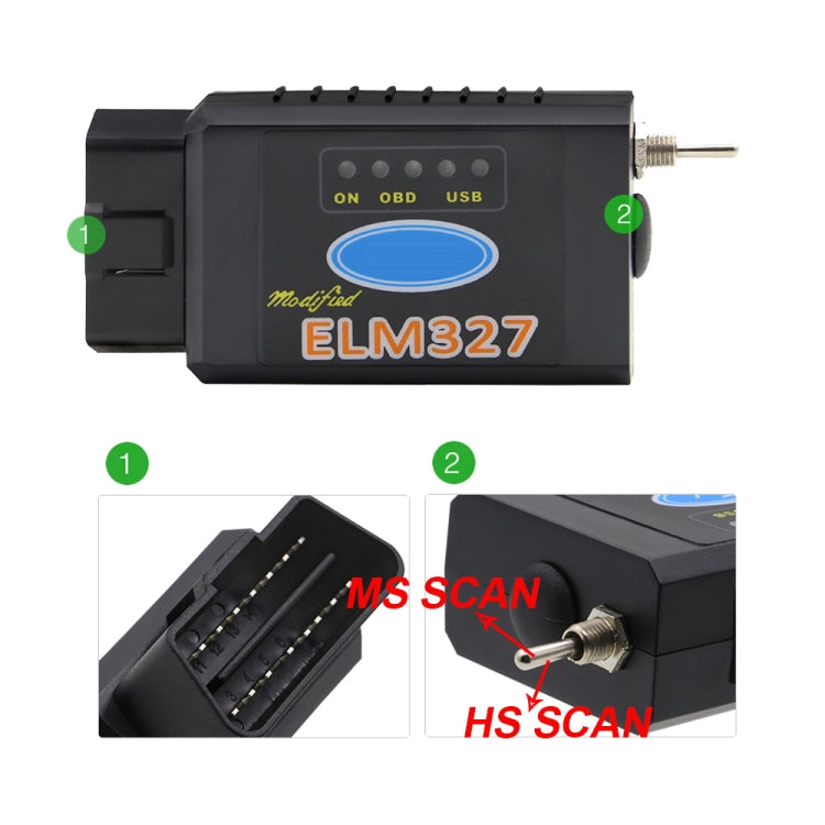 Bluetooth V1.5 ELM327 Interface USB OBDII Auto Diagnostic Scanner Tool with Switch, Auto Diagnostic Scanner