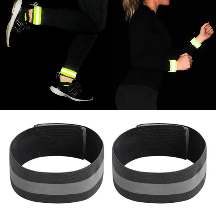 2pcs Reflective Band Outdoor Sports Running Cycling Night Warning Wrist Band, Black, Red