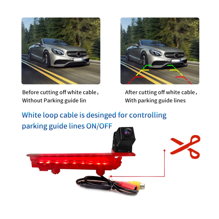 PZ470 Car Waterproof 170 Degree Brake Light View Camera + 7 inch Rearview Monitor for Volkswagen T5 / T6 2010-2017, PZ470 + 7 inch Rearview Monitor