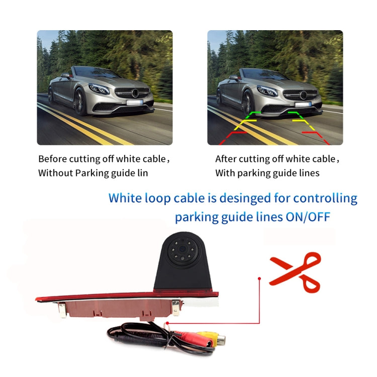 PZ477 Car Waterproof 170 Degree Brake Light View Camera + 7 inch Rearview Monitor for Ford Transit Custom, PZ477 + 7 inch Rearview Monitor
