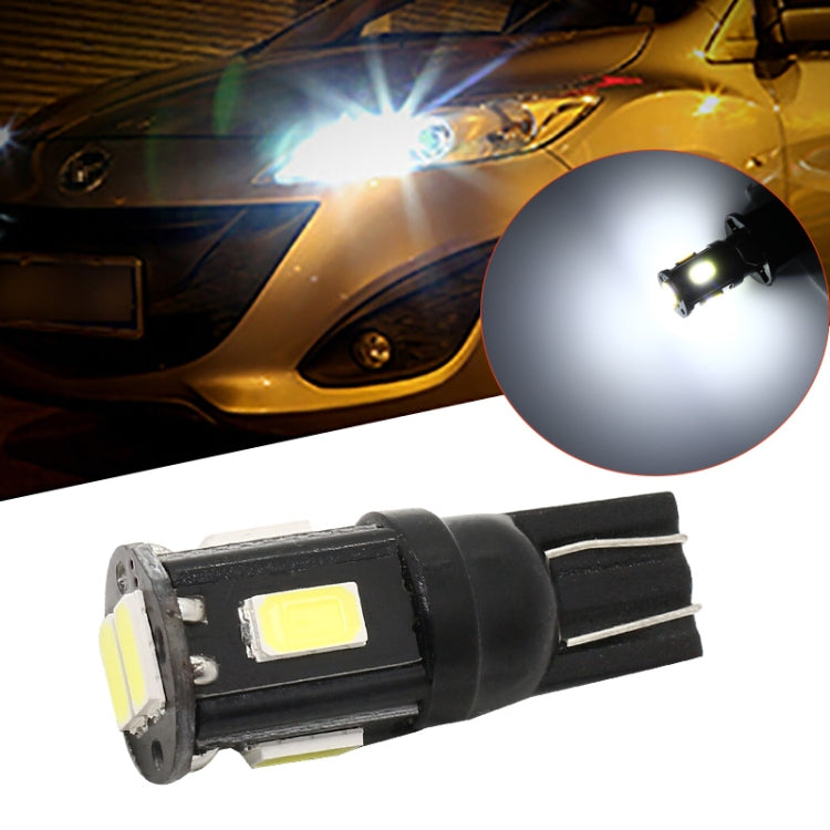 10 PCS T10 DC12V / 1.5W / 6000K / 80LM Car Decoding LED Clearance Lights with 6LEDs SMD-5630 Lamp Beads, T10 DC12V / 1.5W / 6000K