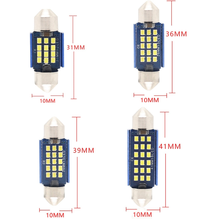 2pcs 41mm DC12-24V / 1W / 6000K / 60LM 18LEDs SMD Car Reading Lamp Dome Light, 41mm