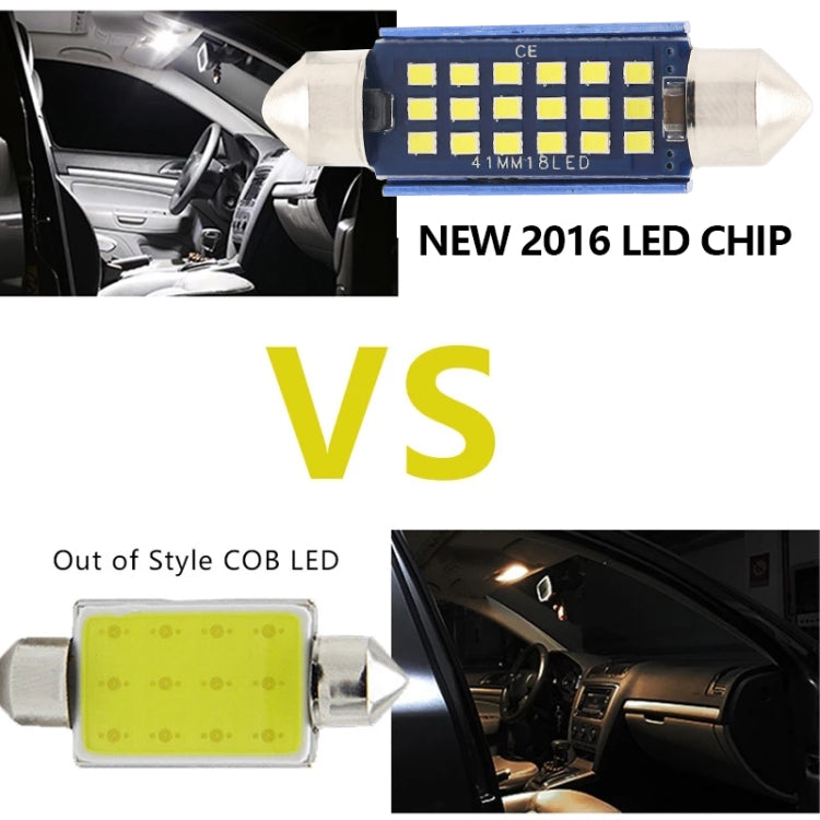 2pcs 41mm DC12-24V / 1W / 6000K / 60LM 18LEDs SMD Car Reading Lamp Dome Light, 41mm