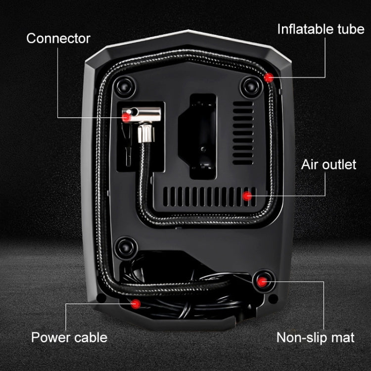 Car 12V Portable Inflatable Cylinder Pedal Digital Display Air Pump with Light, Digital Display