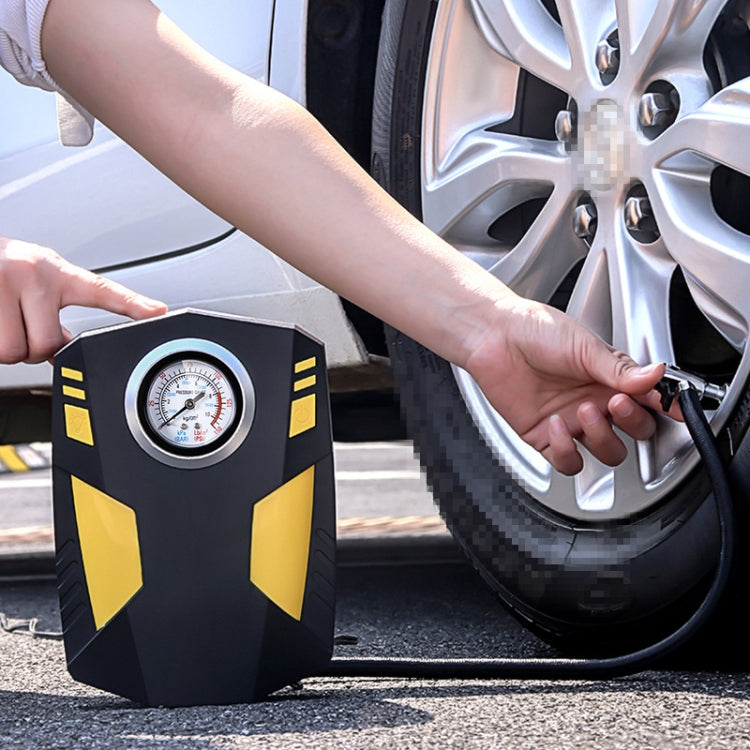 Car 12V Portable Inflatable Cylinder Pedal Pointer Air Pump with Light, Pointer