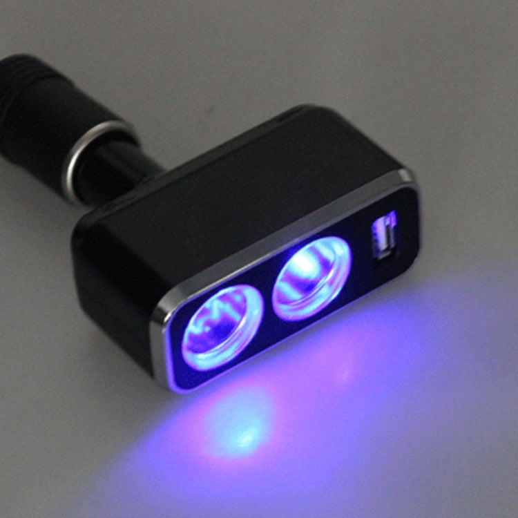 SHUNWEI SD-1909 80W 0.8A Car 2 in 1 USB Charger 90 Degree Free Rotation Cigarette Lighter, SD-1909 (Black), SD-1909