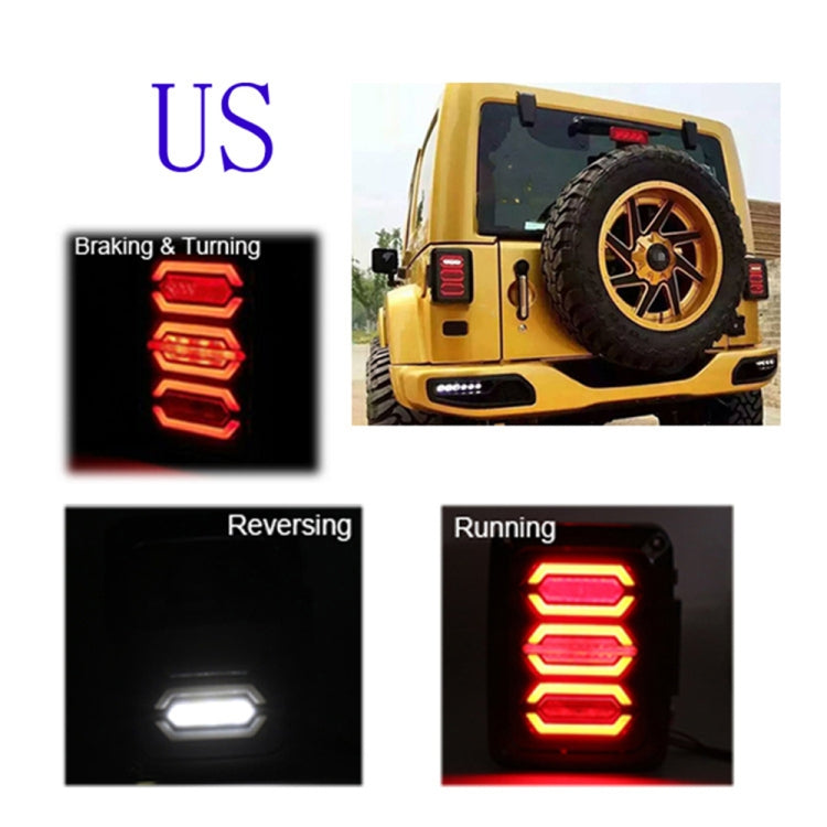 1 Pair 15W DC 12V IP67 4 in 1 Car LED Tail Lights / Driving Lights / Brake Lights/Turn Reverse, US Version, 1 Pair US Version