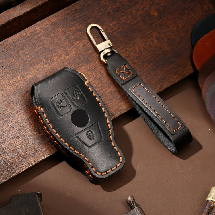 Hallmo Car Cowhide Leather Key Protective Cover Key Case for Old Mercedes-Benz E300L, For Old Mercedes-Benz E300L