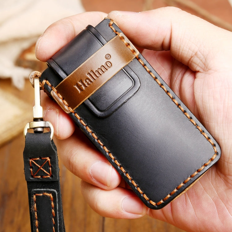 Hallmo Car Cowhide Leather Key Protective Cover Key Case for Trumpchi GS4 2021 C Style, For Trumpchi GS4 2021 C Style