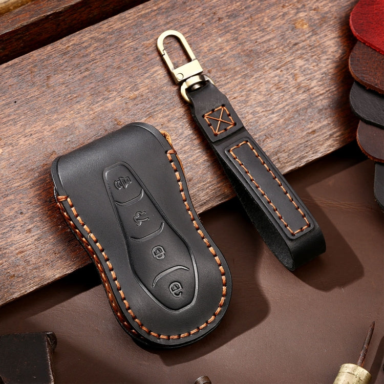 Hallmo Car Cowhide Leather Key Protective Cover Key Case for Geely Emgrand A Style, For Geely Emgrand A Style