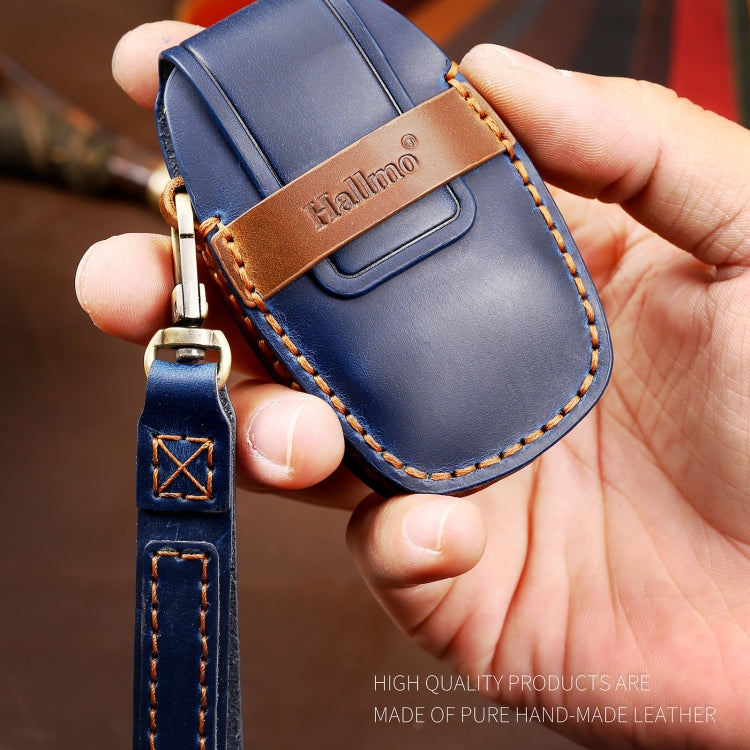 Hallmo Car Cowhide Leather Key Protective Cover Key Case for Geely Emgrand A Style, For Geely Emgrand A Style
