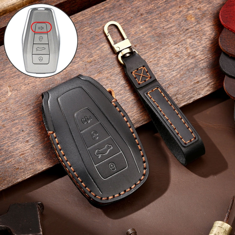 Hallmo Car Cowhide Leather Key Protective Cover Key Case for Geely Emgrand C Style, For Geely Emgrand C Style
