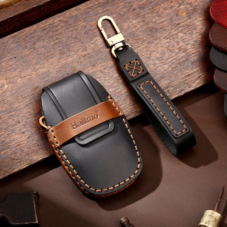 Hallmo Car Cowhide Leather Key Protective Cover Key Case for Geely Emgrand C Style, For Geely Emgrand C Style