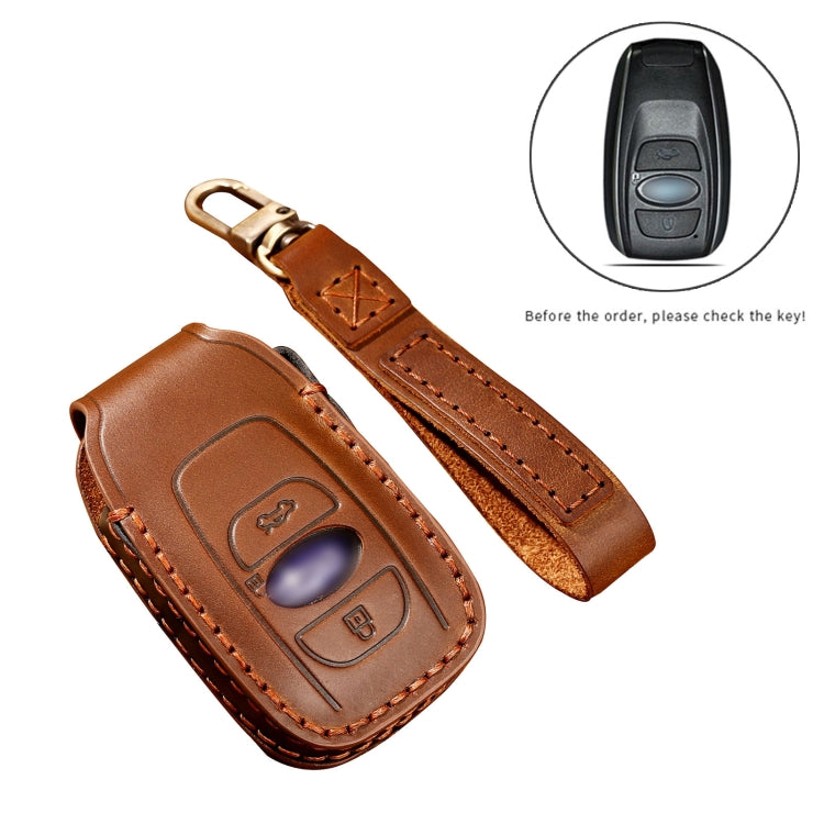 Hallmo Car Cowhide Leather Key Protective Cover Key Case for Subaru Forester, For Subaru Forester