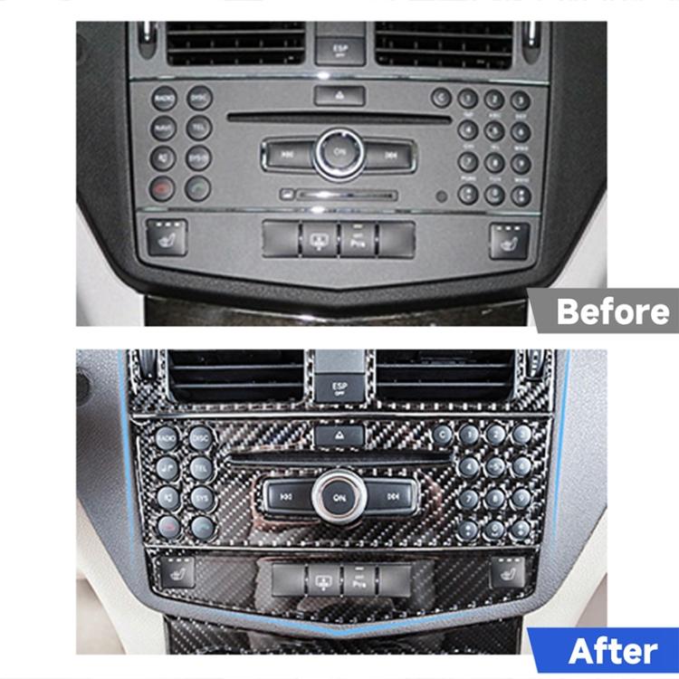 2 PCS Car Carbon Fiber CD Adjustment Frame Decorative Sticker for Mercedes-Benz W204, Left Driving, CD Adjustment Frame, Left Driving