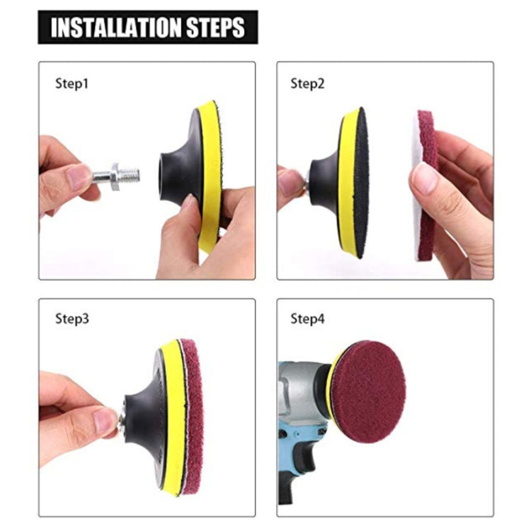 13 in 1 4 inch Sponge Scouring Pad Floor Wall Window Glass Cleaning Descaling Electric Drill Brush Head Set, 13 in 1