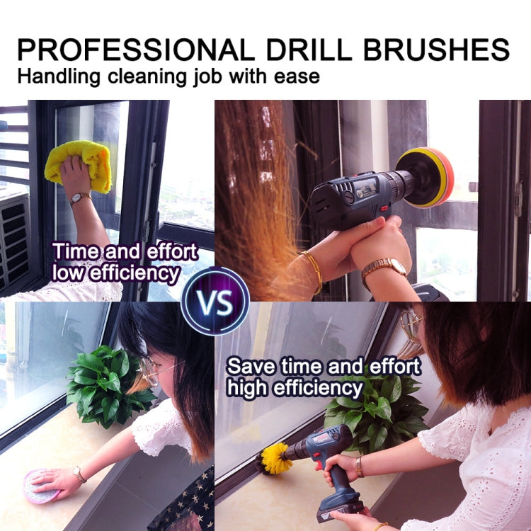 15 in 1 Floor Wall Window Glass Cleaning Descaling Electric Drill Brush Head Set, Random Color Delivery, 15 in 1