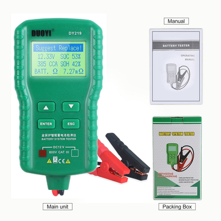 DUOYI DY219 Digital Battery Analyzer Car Fault Diagnostic Device Current and Voltage Detector, DY219