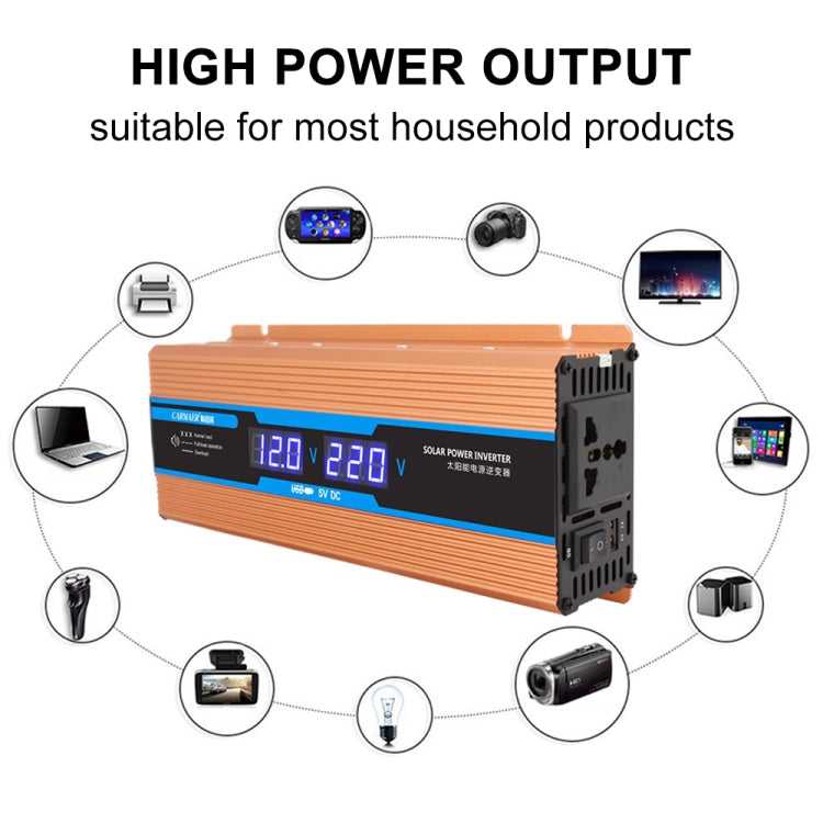 Carmaer 12V to 220V 500W Car Multi-function Double Digital Display Inverter Household Power Converter, 12V to 220V 500W