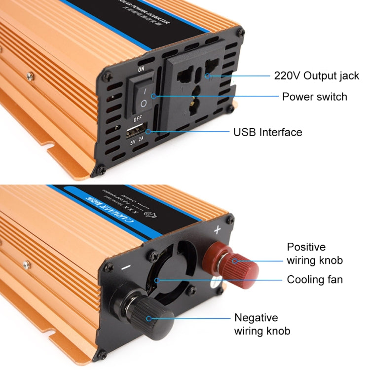 Carmaer 60V to 220V 500W Car Multi-function Double Digital Display Inverter Household Power Converter, 60V to 220V 500W
