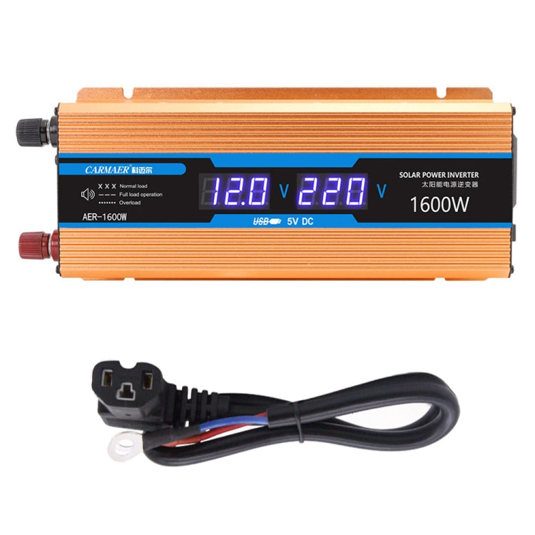 Carmaer 48V to 220V 1600W Car Multi-function Double Digital Display Inverter Household Power Converter, 48V to 220V 1600W