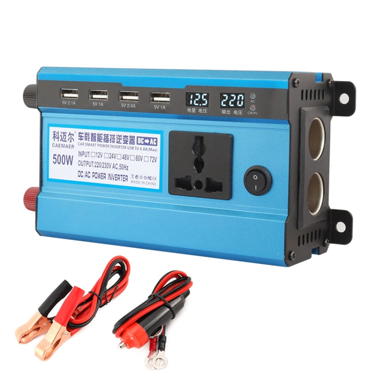 Carmaer 24V to 220V 500W Double Cigarette Lighter Car Double Digital Display Inverter Household Power Converter, 24V to 220V 500W