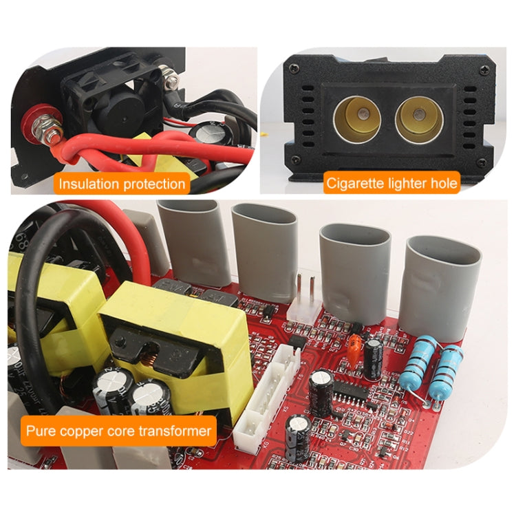 Carmaer 24V to 220V 1200W Double Cigarette Lighter Car Double Digital Display Inverter Household Power Converter, 24V to 220V 1200W