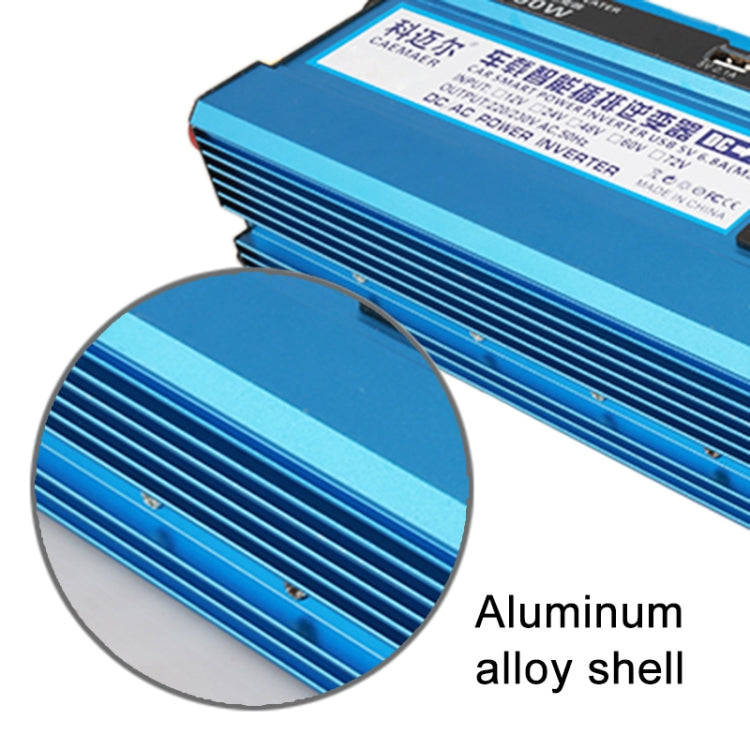 Carmaer 24V to 220V 1600W Three Socket Car Double Digital Display Inverter Household Power Converter, 24V to 220V 1600W