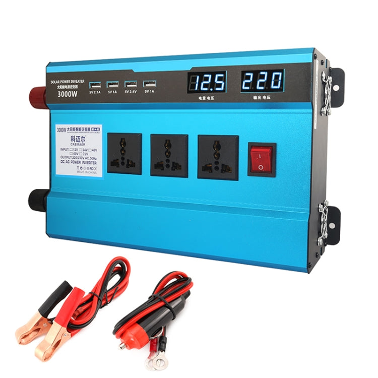 Carmaer 24V to 220V 3000W Intelligent Fan Car Double Digital Display Inverter Household Power Converter, 24V to 220V 3000W