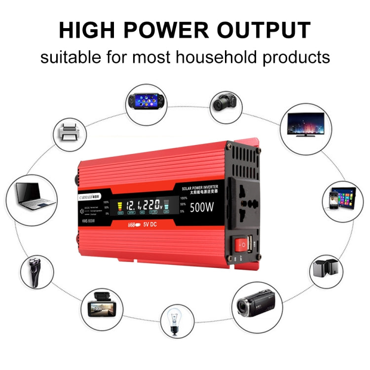 Carmaer Universal 48V to 220V 500W Car LCD Display Inverter Household Power Converter, Universal 48V to 220V 500W