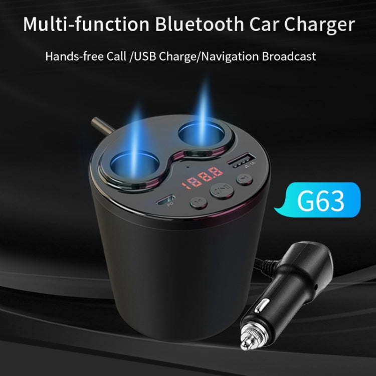 G63 Car Multi-function Bluetooth Charger Cup Support Hands-free Call / USB Charging / Navigation Broadcast, with Remote Control, with Remote Control