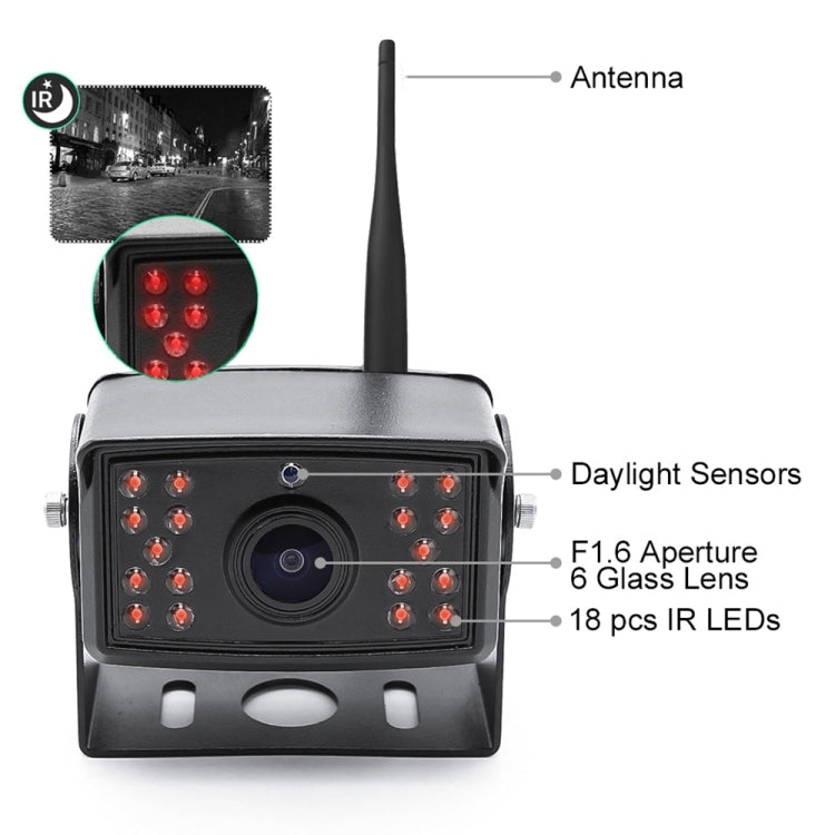 PZ710-W 7 inch Car Digital Wireless Rear-view Split-screen Monitor Single Record, PZ710-W Single Record