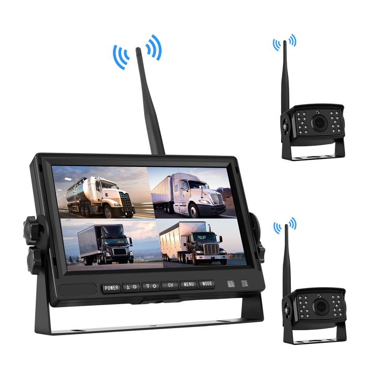 PZ710-W 7 inch Car Digital Wireless Rear-view Split-screen Monitor Dual Record, PZ710-W Dual Record