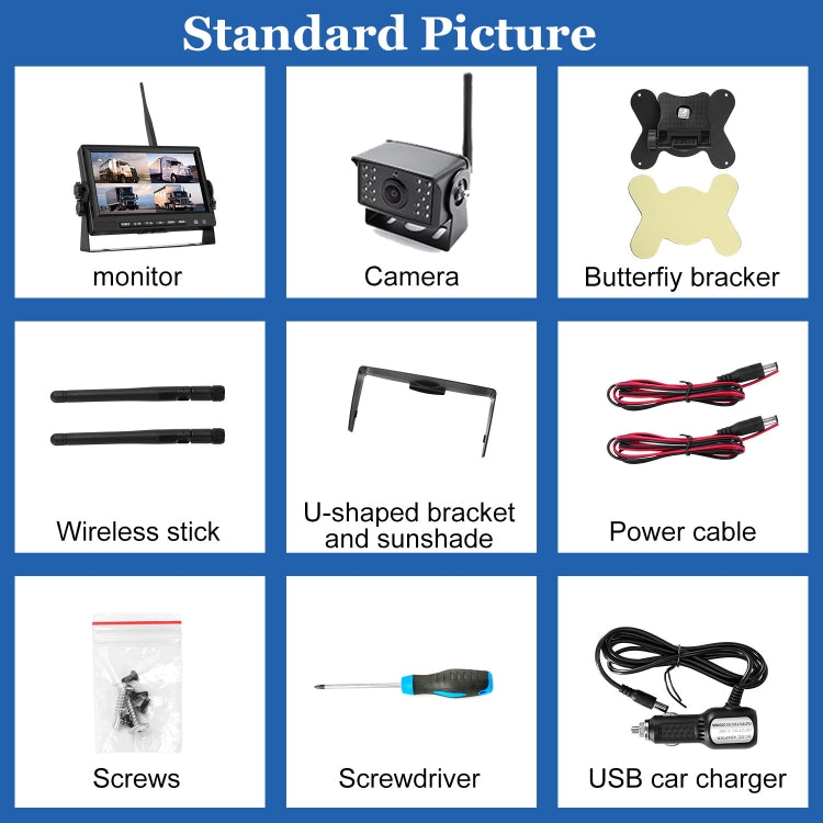 PZ710-W 7 inch Car Digital Wireless Rear-view Split-screen Monitor Dual Record, PZ710-W Dual Record