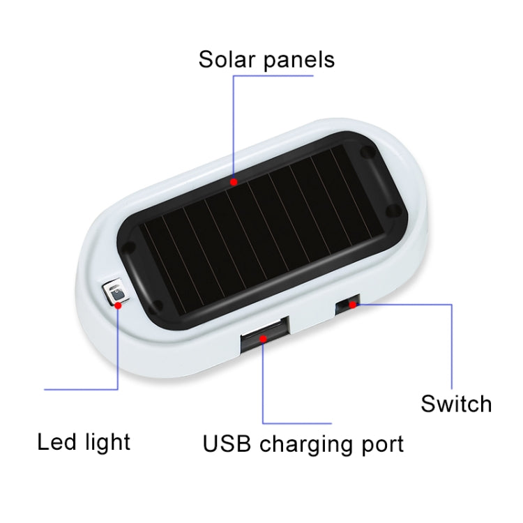Car Solar Energy Anti-theft Device LED Warning Light, Blue, Red