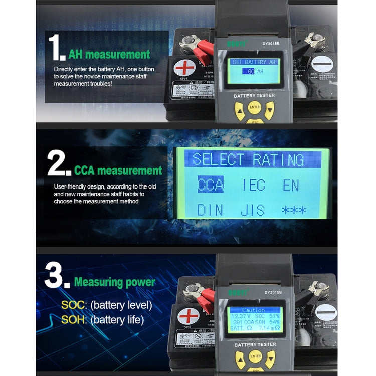 DUOYI DY3015B Car Multi-language 12V Battery Tester, DY3015B