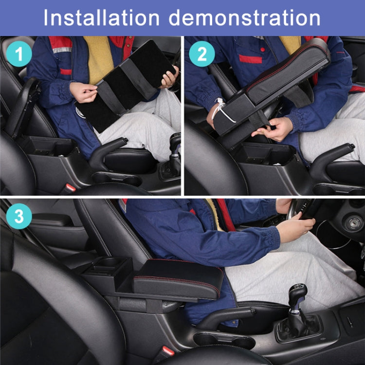 Car Multi-functional Dual USB Armrest Box Booster Pad, Microfiber Leather Straight Type, Microfiber Straight Type (Black), Microfiber Straight Type (Black Red), Microfiber Straight Type (Black White)