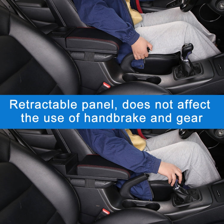 Car Multi-functional Dual USB Armrest Box Booster Pad, Carbon Fiber Leather Curved Type, Carbon Fiber Curved Type (Black), Carbon Fiber Curved Type (Black Red)), Carbon Fiber Curved Type (Black White)
