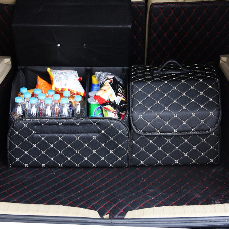 Car Trunk Foldable Storage Box, Rhombic Grid Small Size: 33 x 32 x 30cm, Rhombic 33 x 32 x 30cm (Wine Red), Rhombic 33 x 32 x 30cm (Beige), Rhombic 33 x 32 x 30cm (Coffee), Rhombic 33 x 32 x 30cm (Black Red), Rhombic 33 x 32 x 30cm (Black)