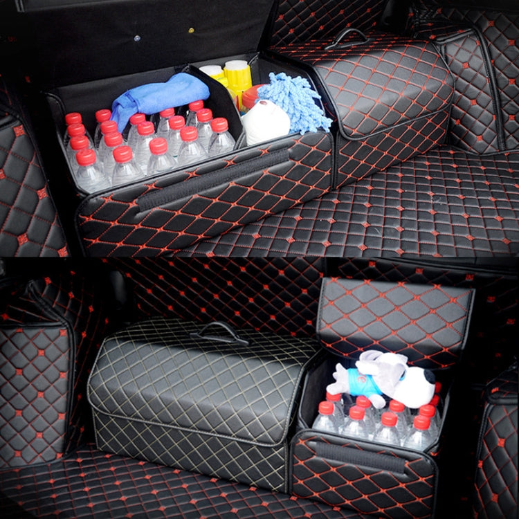 Car Trunk Foldable Storage Box, Rhombic Grid Middle Size: 40 x 32 x 30cm, Rhombic 40 x 32 x 30cm (Wine Red), Rhombic 40 x 32 x 30cm (Beige), Rhombic 40 x 32 x 30cm (Coffee), Rhombic 40 x 32 x 30cm (Black Red), Rhombic 40 x 32 x 30cm (Black)
