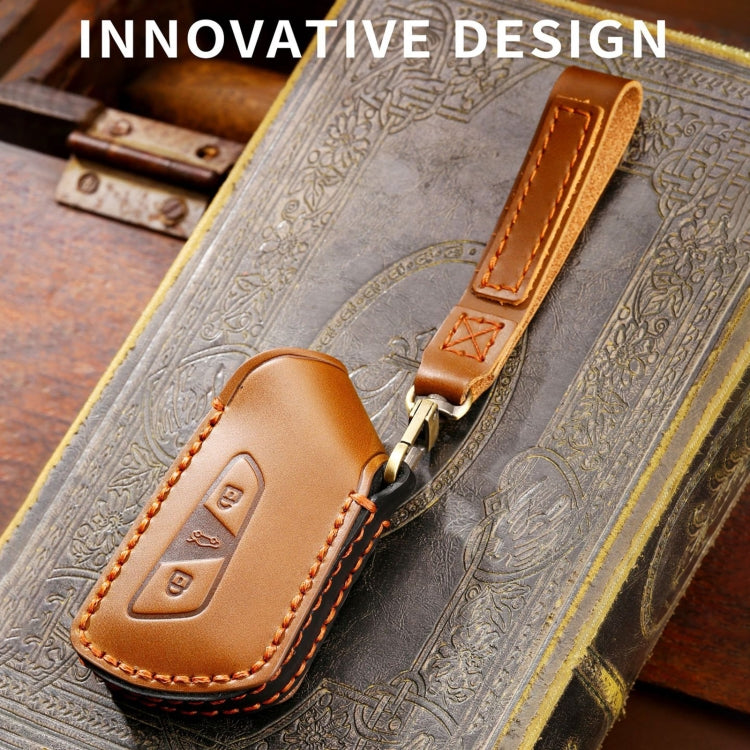 Hallmo Car Cowhide Leather Key Protective Cover for Volkswagen Golf 8, For Volkswagen Golf 8 (Blue), For Volkswagen Golf 8 (Brown), For Volkswagen Golf 8 (Black)